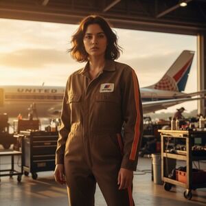 Vintage 70s United Airlines Coveralls Womens Small Unitog Mechanic Made in USA